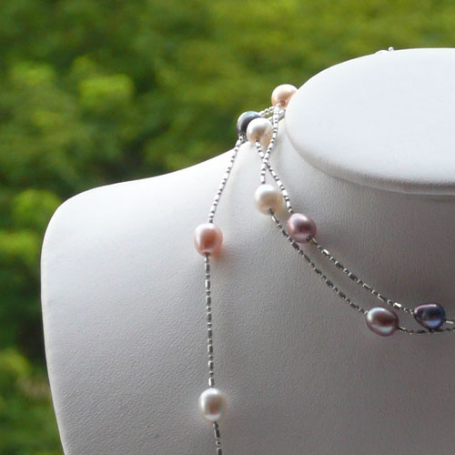 Image Detail - Long Floating Pearl Necklace