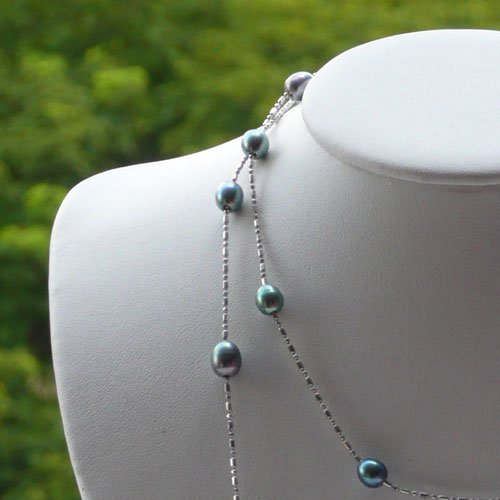 Image Detail - Long Floating Pearl Necklace