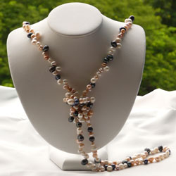 Long Lariat Freshwater Pearl Necklace (multi-colored)