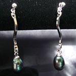 Peacock-Colored Pearl Earrings