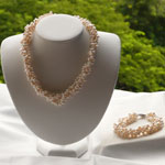 Twisted White Pearl Necklace/Bracelet Set
