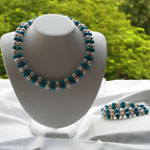 Pearl and Turquise Necklace/ Bracelet Set
